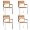 vidaXL Tuin eettafelset 5 pcs Bruin Massief Teakhout