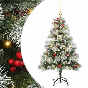 vidaXL Kunstkerstboom Groen en wit 120 cm PVC en Metaal en Plastic