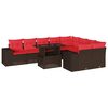 vidaXL 10-delige tuinbankset met kussens, bruin polyrotan