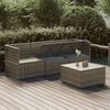 vidaXL 4-delige Loungeset met kussens poly rattan grijs