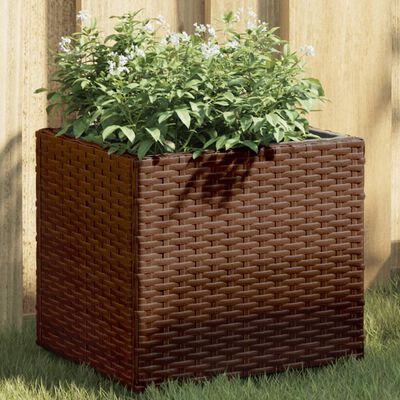 vidaXL Plantenbak 36x30x32 cm poly rattan bruin