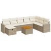 vidaXL 9-delige Loungeset met kussens poly rattan beige