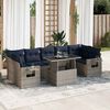 vidaXL 8-delige Loungeset met kussens poly rattan acacia grijs