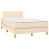 vidaXL Boxspring met matras stof cr&egrave;mekleurig 120x190 cm