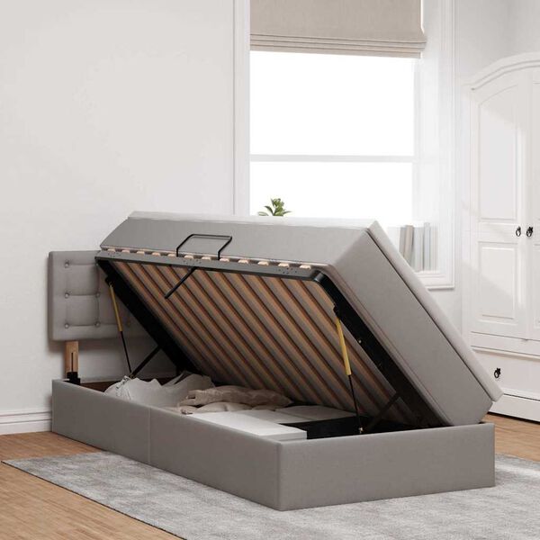 vidaXL Opbergbed met matras met matras Taupe 90 x 190 cm Bewerkt hout