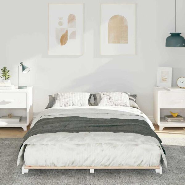 vidaXL Bedframe Wit 120 x190 cm Massief grenenhout