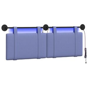 vidaXL Hangend hoofdbord Jeans Blauw Stof
