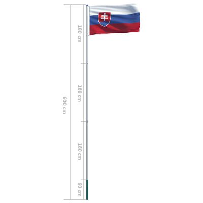vidaXL Vlag met vlaggenmast Slowakije 6 m aluminium