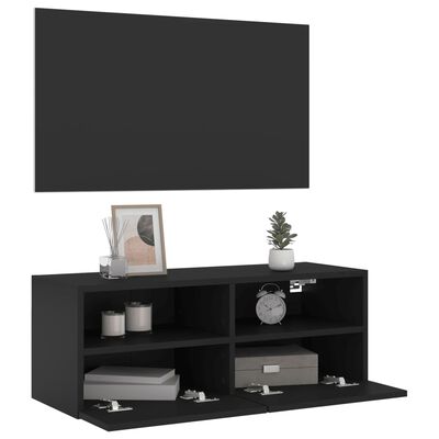 vidaXL Tv-wandmeubel 80x30x30 cm bewerkt hout zwart