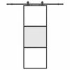 vidaXL Schuifdeur met beslagset 76x205 cm gehard glas zwart