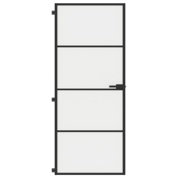 vidaXL Binnendeur smal 83x201,5 cm gehard glas en aluminium zwart