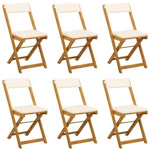 vidaXL Bistrostoelen voor buiten 6 st Cr&egrave;mewit Massief Acaciahout