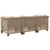 vidaXL Tuinbank 3-zits met kussens poly rattan beige
