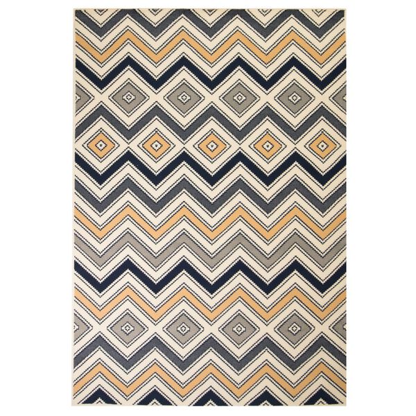 vidaXL Vloerkleed modern zigzag ontwerp 80x150 cm bruin/zwart/blauw