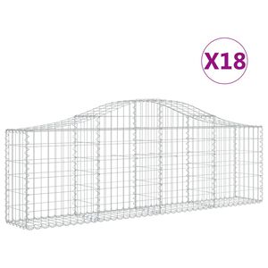 vidaXL Schanskorven 18 st gewelfd 200x30x60/80 cm gegalvaniseerd ijzer