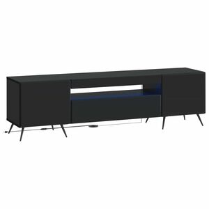 vidaXL LED tv-meubel Zwart Bewerkt hout