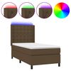 vidaXL Boxspring met matras en LED stof donkerbruin 90x190 cm