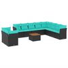 vidaXL 11-delige Loungeset met kussens poly rattan zwart