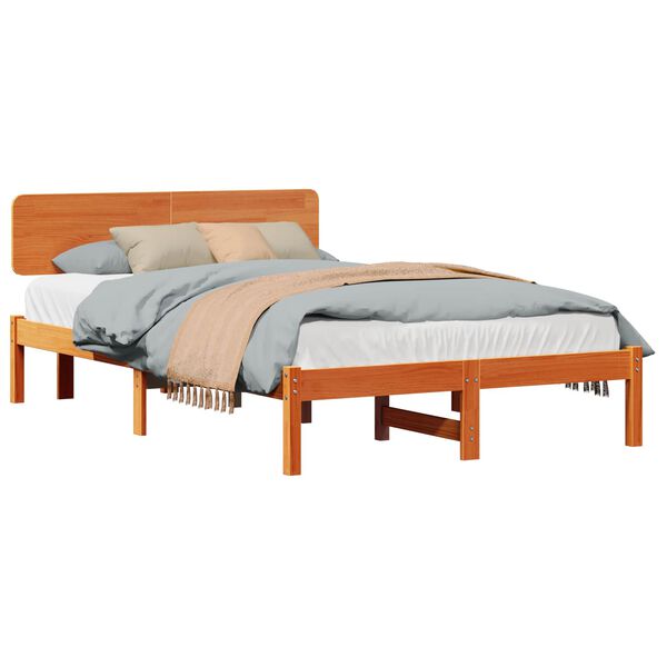 vidaXL Bedframe Wasbruin 135 x 190 cm Massief grenenhout