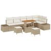 vidaXL Tuinbankenset met kussen met opslag 9 pcs Beige Poly riet