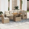 vidaXL 7-delige Loungeset met kussens poly rattan beige