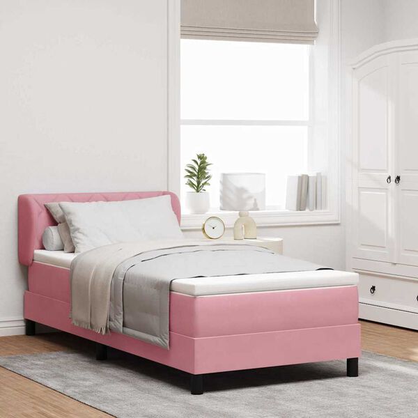 vidaXL Boxspringbed met matras Roze 100 x 200 cm Fluweel