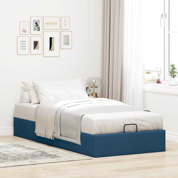 vidaXL Bedframe zonder matras 90x200 cm stof blauw