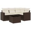 vidaXL 5-delige Loungeset met kussens poly rattan bruin