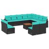 vidaXL 13-delige Loungeset met kussens poly rattan zwart