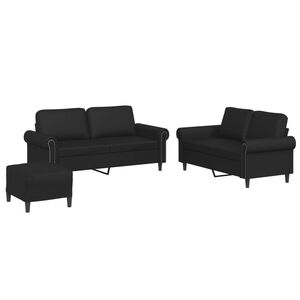 vidaXL 3-delige Loungeset met kussens kunstleer zwart