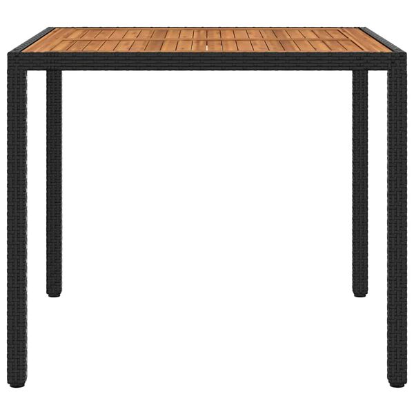 vidaXL Tuintafel 90x90x75 cm poly rattan en acaciahout zwart