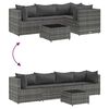 vidaXL 5-delige Loungeset met kussens poly rattan grijs