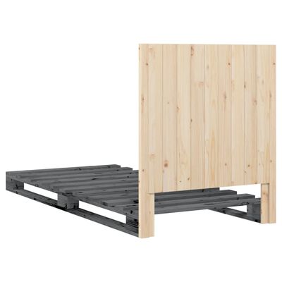 vidaXL Bedframe met hoofdbord massief grenenhout grijs 90x200 cm
