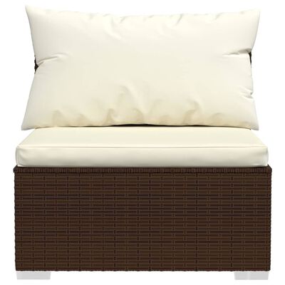 vidaXL 12-delige Loungeset met kussens poly rattan bruin