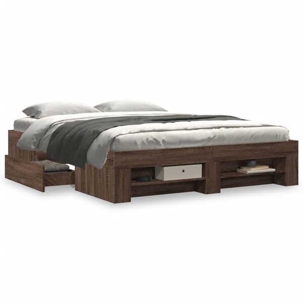 vidaXL Bedframe zonder matras bewerkt hout bruin eikenkleur 150x200 cm