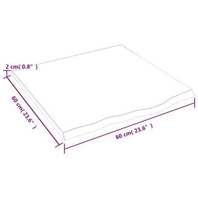 vidaXL Wastafelblad 60x60x2 cm behandeld massief hout donkerbruin