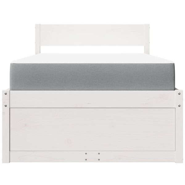 vidaXL Bed met lades en matras massief grenenhout wit 100x200 cm
