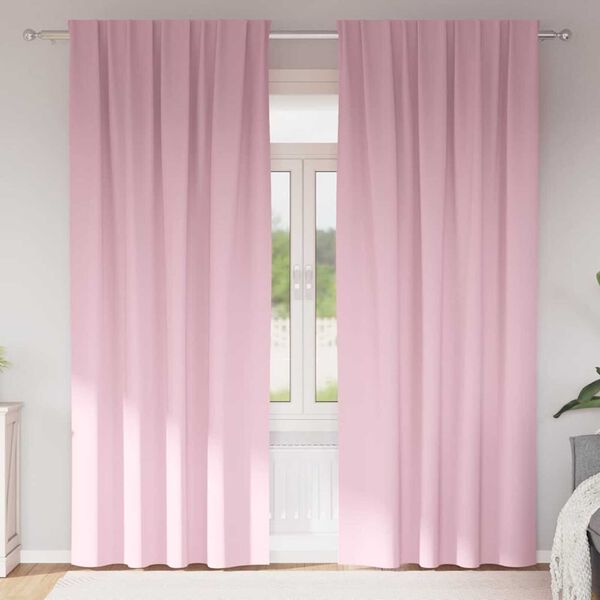 vidaXL Zwart-out Gordijnen met Ringen 2 pcs Babyroze 260 x 140 cm