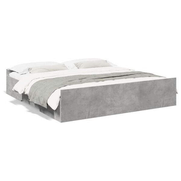 vidaXL Bedframe met lades bewerkt hout betongrijs 200x200 cm