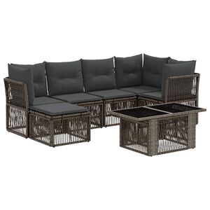 vidaXL Tuinbankenset 7 st Grijs poly rattan