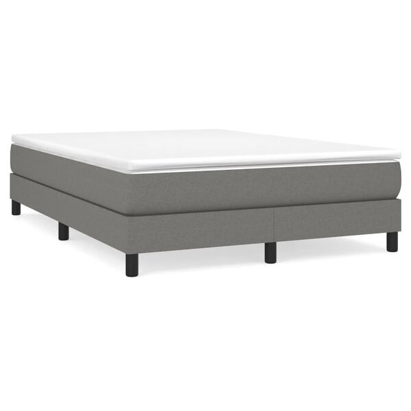 vidaXL Boxspring bed stof donkergrijs 140x200 cm
