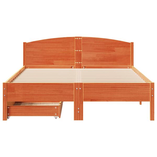 vidaXL Bedframe zonder matras massief grenenhout wasbruin 120x190 cm