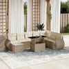 vidaXL 9-delige Loungeset met kussens poly rattan beige