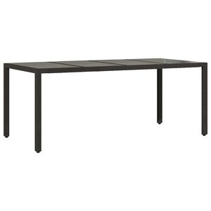 vidaXL Tuintafel met glazen blad 190x90x75 cm poly rattan zwart