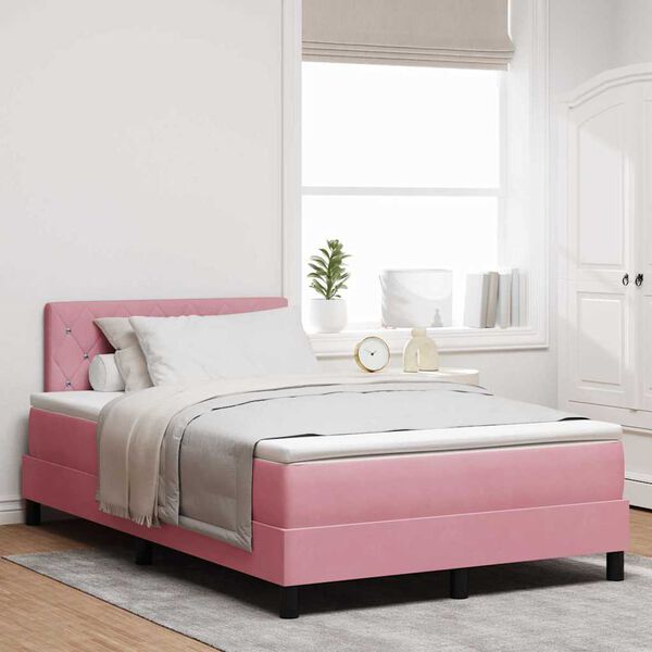 vidaXL Boxspringbed met matras Roze 120 x 190 cm Fluweel