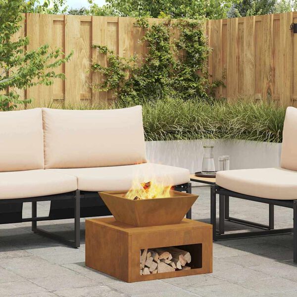 vidaXL Vuurkorf Roestig 50 x 50 x 40 cm Cortenstaal