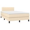 vidaXL Boxspring met matras en LED stof cr&egrave;mekleurig 120x190 cm