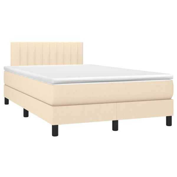 vidaXL Boxspring met matras en LED stof cr&egrave;mekleurig 120x190 cm