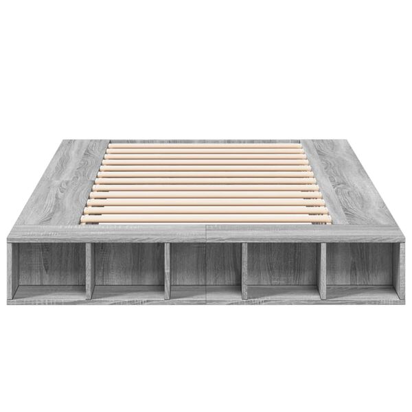 vidaXL Bedframe bewerkt hout grijs sonoma eikenkleurig 120x200 cm