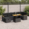 vidaXL 5-delige Loungeset met kussens poly rattan zwart